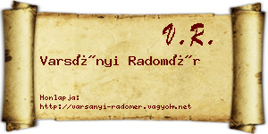 Varsányi Radomér névjegykártya
